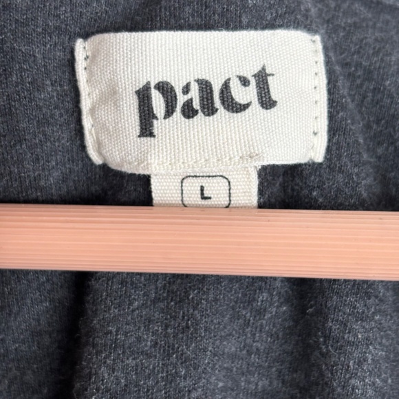 Pact Organic Cotton Airplane Button Tunic L Henley Charcoal Minimalist Lounge - Picture 6 of 11